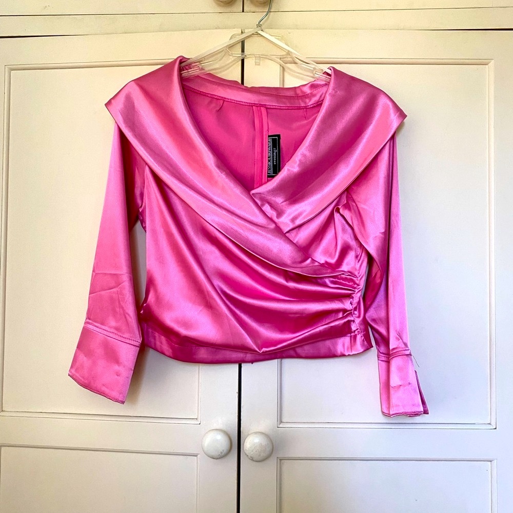 Holiday time Shimmering pink glowing soft elegant top.